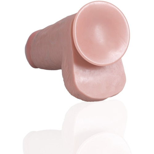 Фаллоимитатор реалистичный с мошонкой на присоске телесный RealRock Extra Thick Straight 20,3 см
