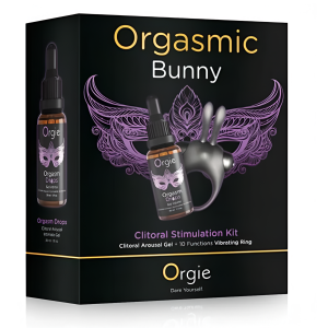 Набор Orgie Orgasmic Bunny c гелем Orgasm Drops и виброкольцом