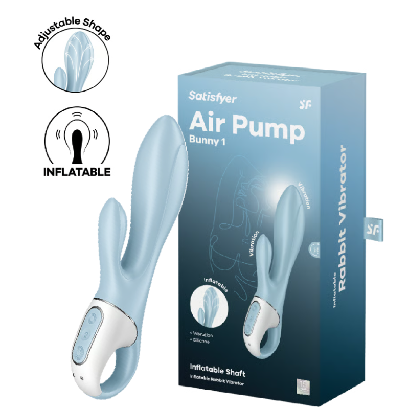 Надувной вибратор-кролик светло-голубой Air Pump Bunny 1 Satisfyer