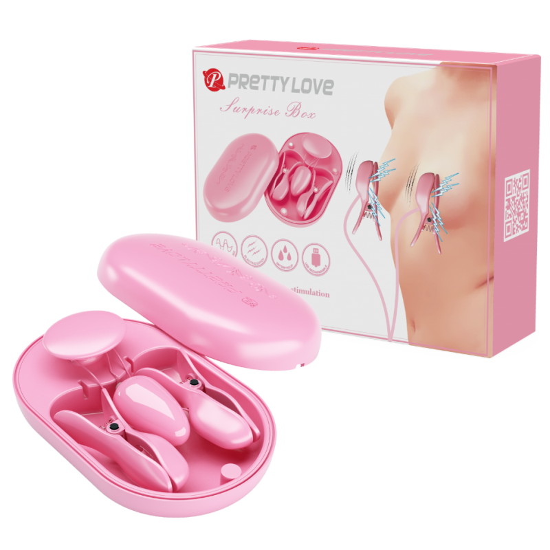 Набор виброклипс с электростимуляцией и пробкой в кейсе Pretty Love Surprise Box