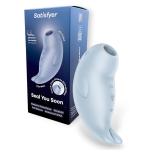 Вакуумно-волновой стимулятор клитора с вибрацией голубой Seal You Soon Satisfyer