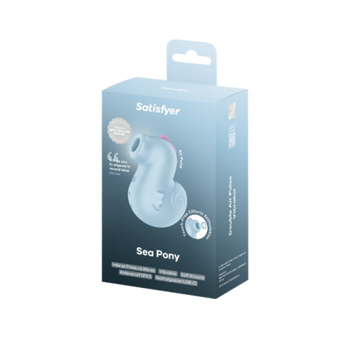 Вакуумно-волновой стимулятор клитора с вибрацией голубой Sea Pony Satisfyer
