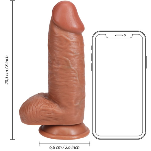 Фаллоимитатор реалистичный с мошонкой на присоске мулат RealRock Extra Thick Straight 20,3 см