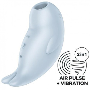Вакуумно-волновой стимулятор клитора с вибрацией голубой Seal You Soon Satisfyer (иной угол)