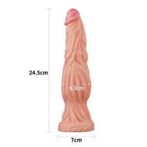 Фаллоимитатор с ярко выраженным рельефом Lovetoy Dual layered Platinum Silicone Cock 25 см (иной угол)