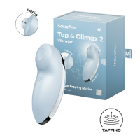 Клиторальный вибростимулятор с пульсацией голубой Tap аnd Climax 2 Satisfyer