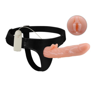 Фаллопротез с клиторальным отростком и вибрацией Baile Ultra Harness (иной угол)