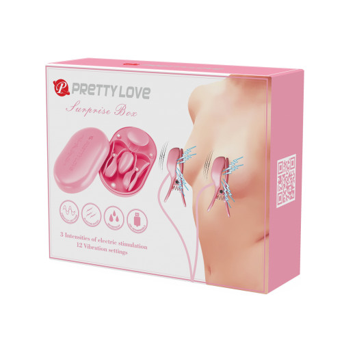 Набор виброклипс с электростимуляцией и пробкой в кейсе Pretty Love Surprise Box