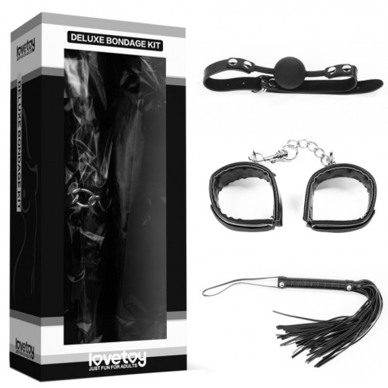 Набор для ролевых игр Deluxe Bondage Kit (кляп, наручники, плеть)