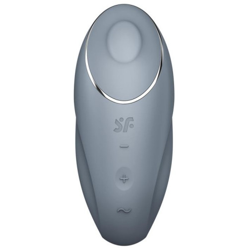 Клиторальный вибростимулятор с пульсацией серо-голубой Tap аnd Climax 1 Satisfyer