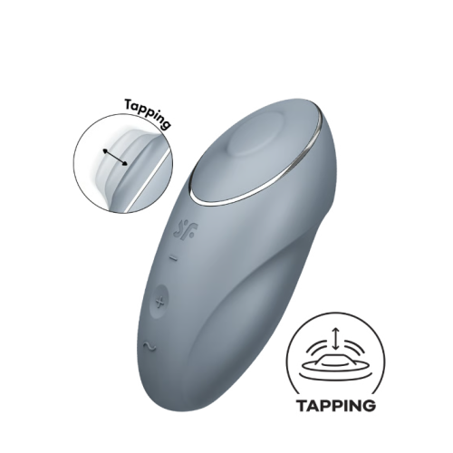 Клиторальный вибростимулятор с пульсацией серо-голубой Tap аnd Climax 1 Satisfyer