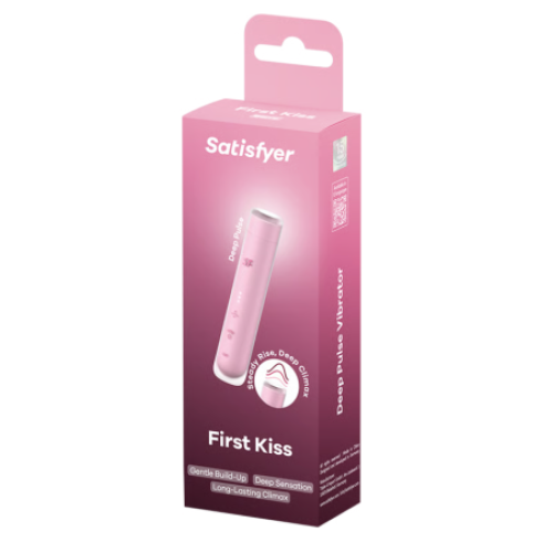 Вакуумно-волновой бесконтактный стимулятор клитора розовый First Kiss Satisfyer