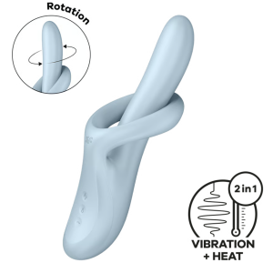 Нагревающий вибратор-кролик c ротацией голубой ﻿Heat Flex 4 Satisfyer (иной угол)