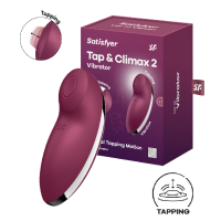 Клиторальный вибростимулятор с пульсацией бордовый Tap аnd Climax 2 Satisfyer