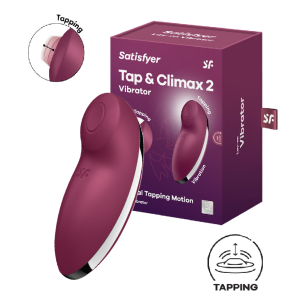 Клиторальный вибростимулятор с пульсацией бордовый Tap аnd Climax 2 Satisfyer