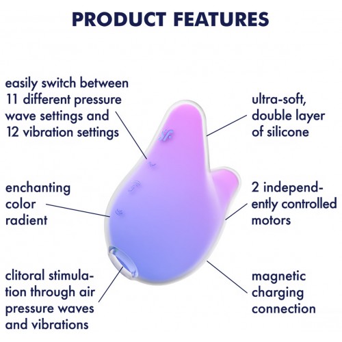 Вакуумно-волновой стимулятор с вибрацией фиолетовый Mermaid Vibes Satisfyer