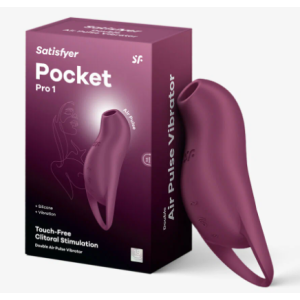 Вакуумно-волновой стимулятор клитора с вибрацией бордовый Pocket Pro 1 Satisfyer