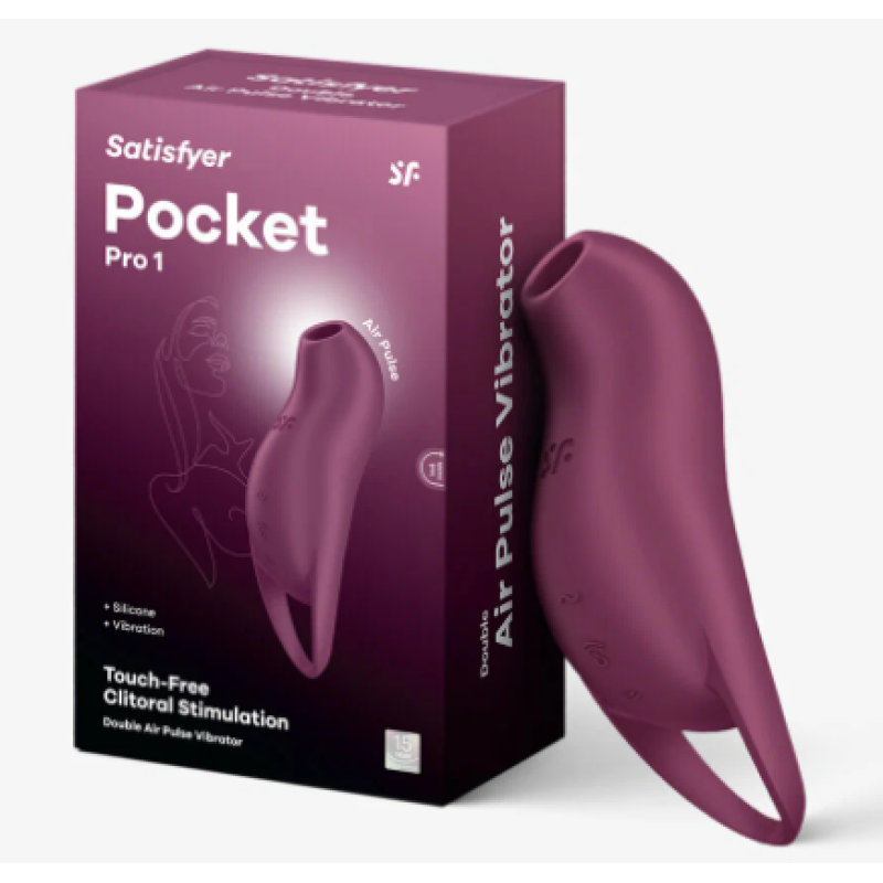 Вакуумно-волновой стимулятор клитора с вибрацией бордовый Pocket Pro 1 Satisfyer