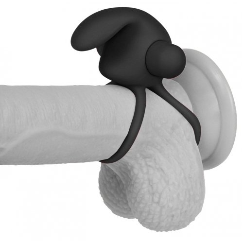 Двойное виброкольцо Power Clit Duo Silicone Cockring чёрное