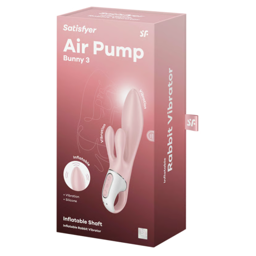 Надувной вибратор-кролик розовый Air Pump Bunny 3 Satisfyer