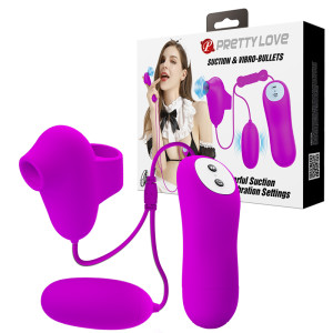 Набор с клиторальным стимулятором и вибропулей с пультом Pretty Love Suction & Vibro-Bullets