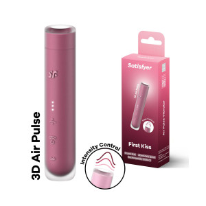 Вакуумно-волновой бесконтактный стимулятор клитора розовый First Kiss Satisfyer