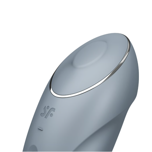 Клиторальный вибростимулятор с пульсацией серо-голубой Tap аnd Climax 1 Satisfyer