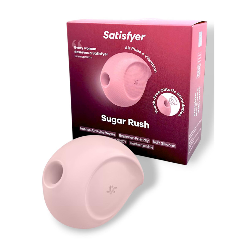 Вакуумно-волновой бесконтактный стимулятор клитора с вибрацией розовый Sugar Rush Satisfyer