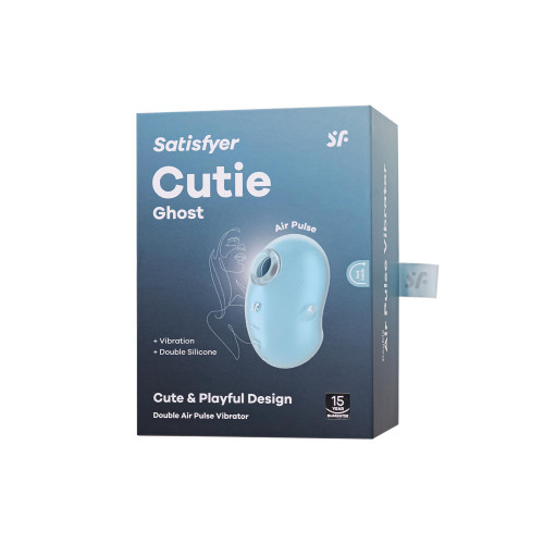 Вакуумно-волновой стимулятор клитора с вибрацией голубой Cutie Ghost Satisfyer