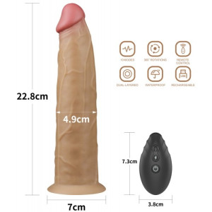 Реалистичный вибратор с ротацией Dual Layered Silicone Rotator 23 см (иной угол)