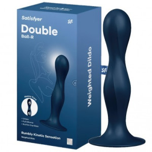 Фаллоимитатор со смещенным центром тяжести синий 18 см Double Ball-R Satisfyer