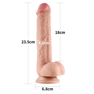 Гнущийся фаллоимитатор с эффектом двойной кожи Lovetoy Sliding-Skin Dual Layer Dong 23.5 см (иной угол)