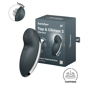 Клиторальный вибростимулятор с пульсацией серыйTap аnd Climax 2 Satisfyer