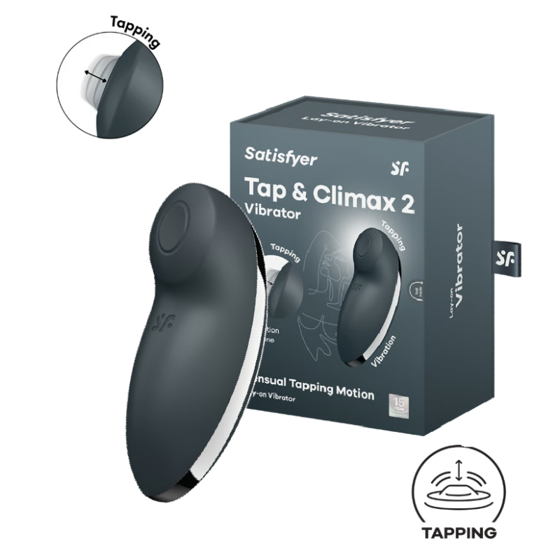 Клиторальный вибростимулятор с пульсацией серыйTap аnd Climax 2 Satisfyer