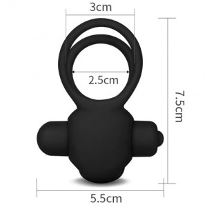Двойное виброкольцо Power Clit Duo Silicone Cockring чёрное (иной угол)