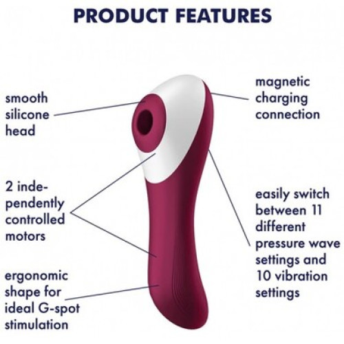 Вакуумно-волновой вибратор бордовый Dual Crush Satisfyer