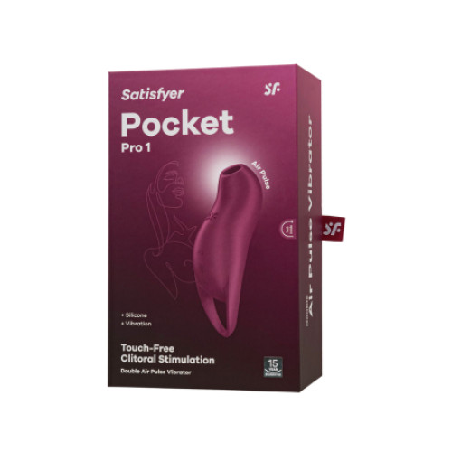 Вакуумно-волновой стимулятор клитора с вибрацией бордовый Pocket Pro 1 Satisfyer