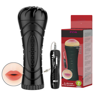 Мастурбатор ротик в колбе с вибрацией Pink Mouth Baile