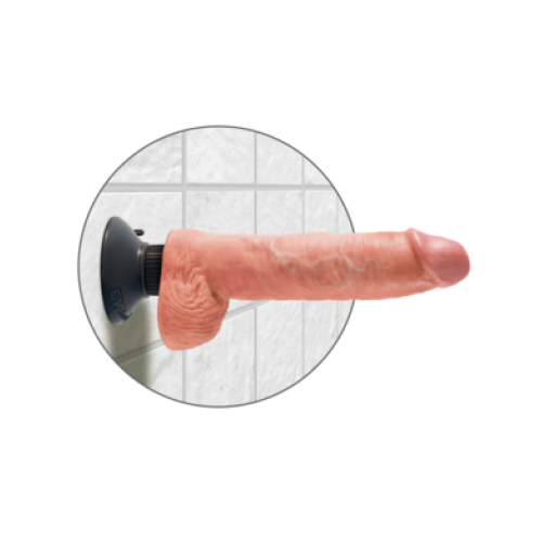 Вибратор реалистичный на присоске с мошонкой King Cock with Balls Vibrating 10"