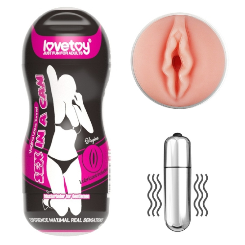 Мастурбатор в колбе вагина Sex In A Can Vagina Lotus Tunnel с вибрацией