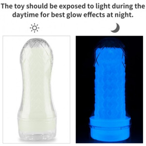 Прозрачный мастурбатор светящийся в темноте Lumino Play Ribbed Masturbator (иной угол)