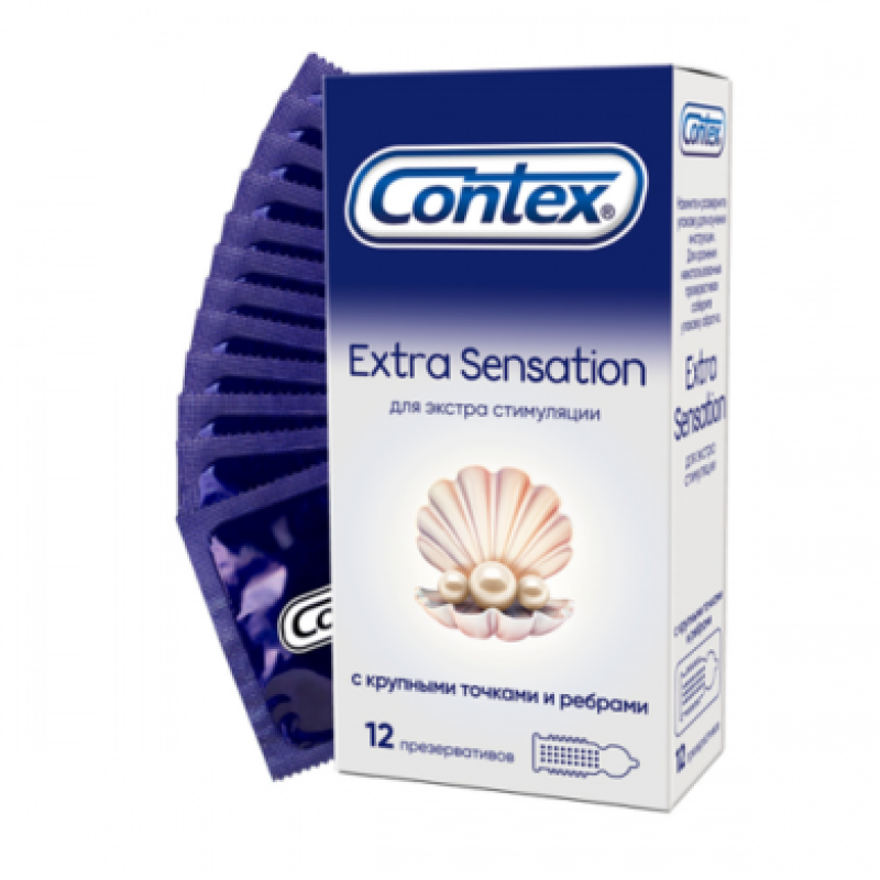 Презервативы Contex Extra Sensation с крупными точками и ребрами (12 шт)