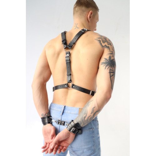 Портупея мужская черная из натуральной кожи Erotoys Fetish line, Ero-180