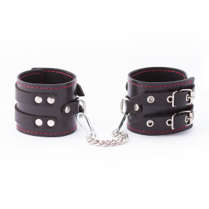 Оковы из кожи с двумя ремнями и черной подкладкой Crazy Handmade