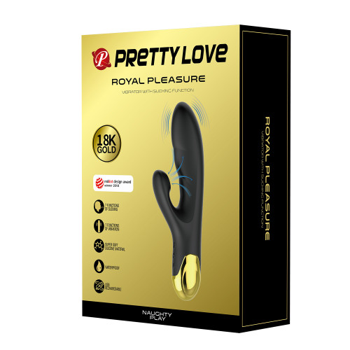 Вибратор-кролик с вакуумным стимулятором клитора Pretty Love Royal