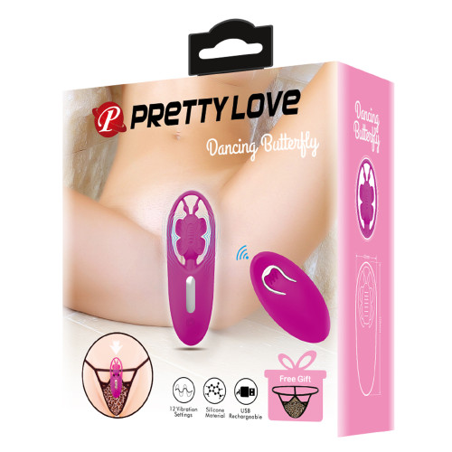 Носимый клиторальный вибратор-«бабочка» с пультом Pretty Love Dancing Butterfly