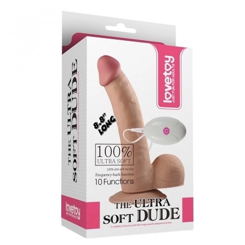 Реалистичный вибратор The Ultra Soft Dude с выносным пультом управления 20 см