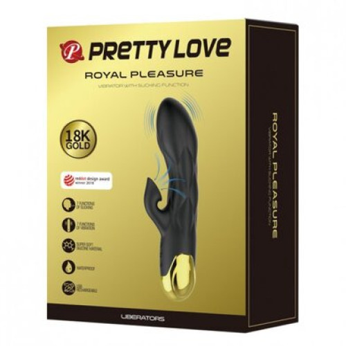 Вибратор-кролик с вакуумным клиторальным стимулятором Pretty Love Royal Pleasure