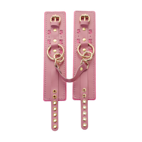 Оковы розовые с надписью SEX (фетр, золото) Crazy Handmade