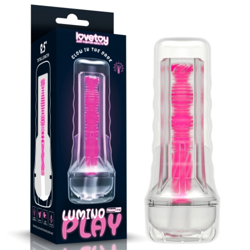 Прозрачный мастурбатор светящийся в темноте Lumino Play Pink Glow